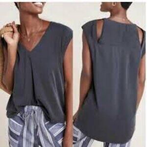 Maeve By Anthropologie Ally Cupro Cutout Women's L Pullover Black Sleeveless Top